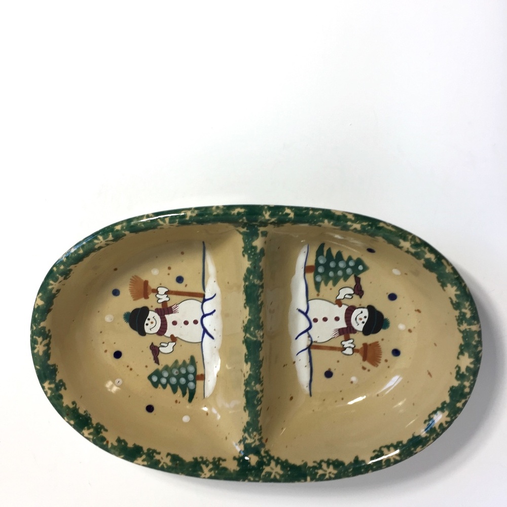 ABC XMas Snowman Divided Serving Dish